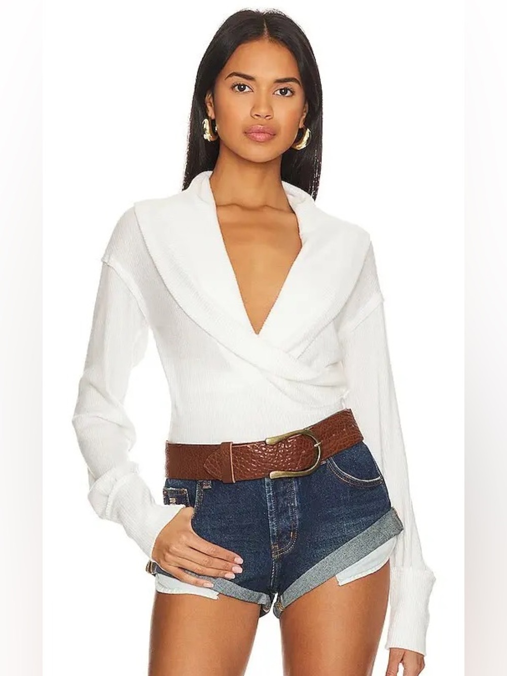 FREE PEOPLE Women’s Ivory Hold-Me-Close Long-Sleeve Pullover Blouse. Size M. NWT